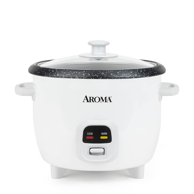 AROMA 6-Cup Bonded Granite Rice and Grain Cooker with Nonstick Pot, 1.