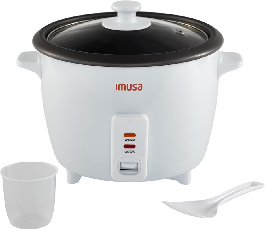 IMUSA Mini 3-Cup Electric Rice Cooker, Ceramic Nonstick Pot, 6-Cup Coo
