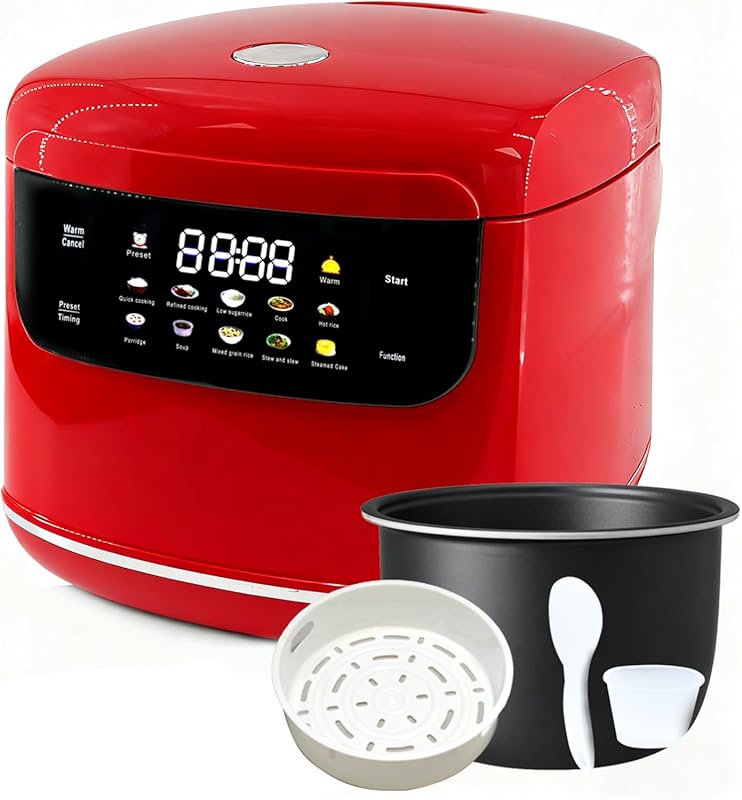 2L Smart Rice Cooker, Mini Portable 5-Cup Cooked Capacity, 400W Nonsti