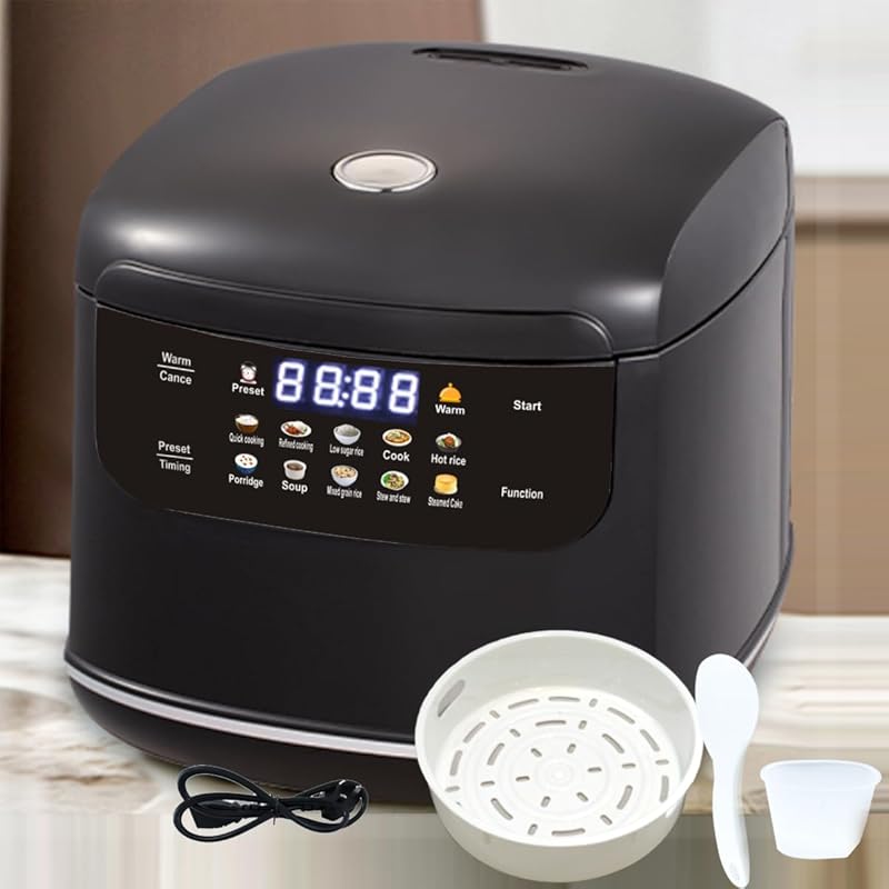 2L Smart Mini Rice Cooker, 5-Cup Cooked Capacity, 400W Nonstick, 24H D