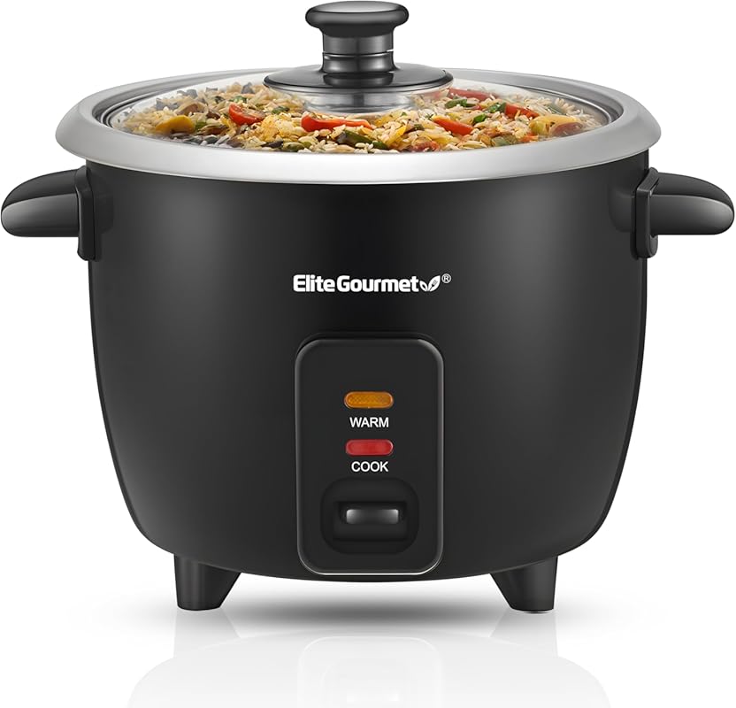 Elite Gourmet 6-Cup Electric Rice Cooker with Automatic Keep-Warm for