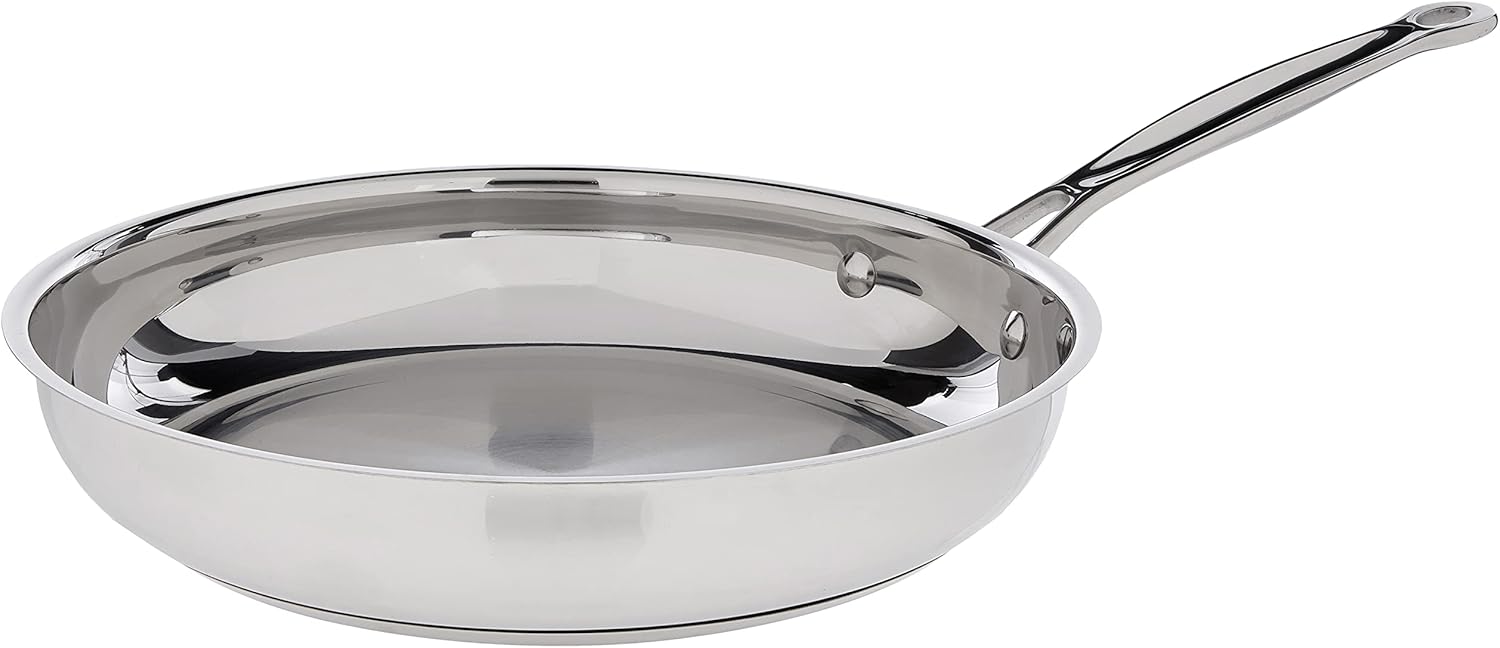 Cuisinart 10-Inch Stainless Steel Open Skillet with Lid, Dishwasher Sa