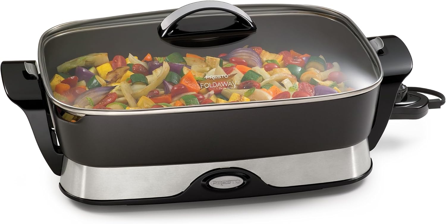 Presto 16-inch Foldaway Electric Skillet with Compact Storage and Even