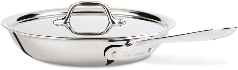 All-Clad D3® Stainless Steel 10-Inch Frying Pan with Lid, Oven Safe an