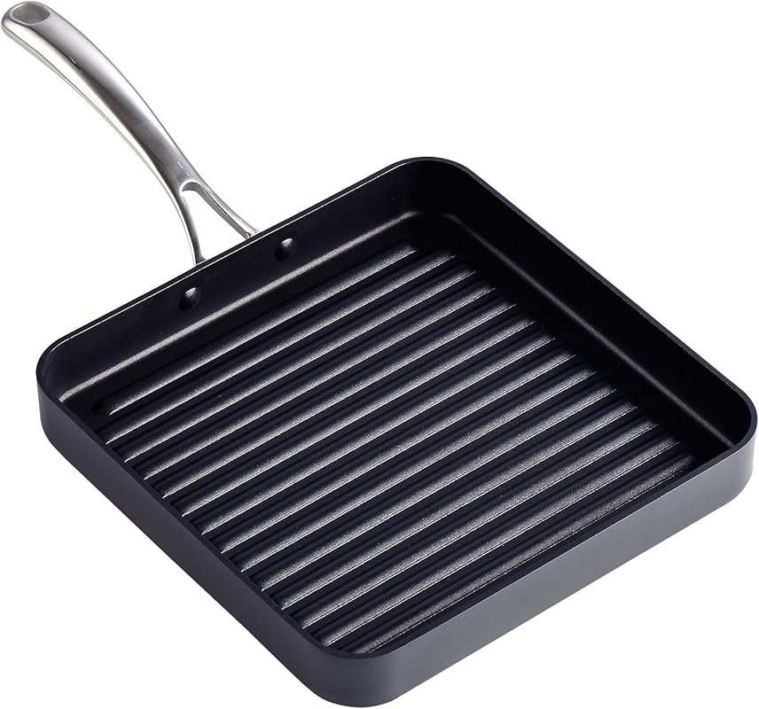 Cooks Standard 11x11 Inch Hard Anodized Nonstick Square Grill Pan, Dur