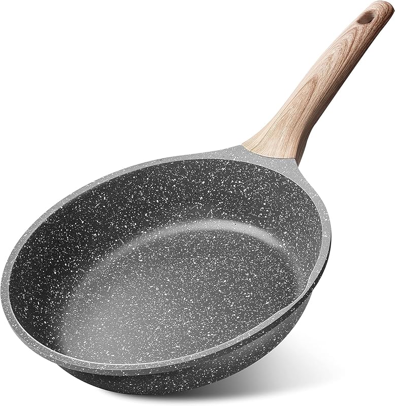 Caannasweis 8 Inch Gray Granite Nonstick Frying Pan, Induction Compati