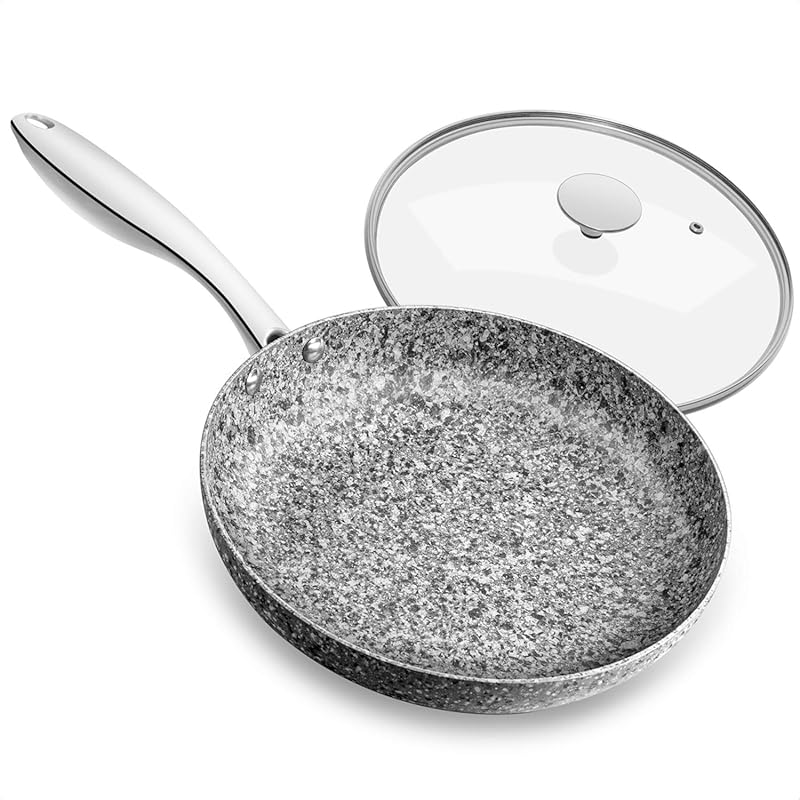 MICHELANGELO 12 Inch Granite Nonstick Frying Pan with Lid, Non Toxic, 