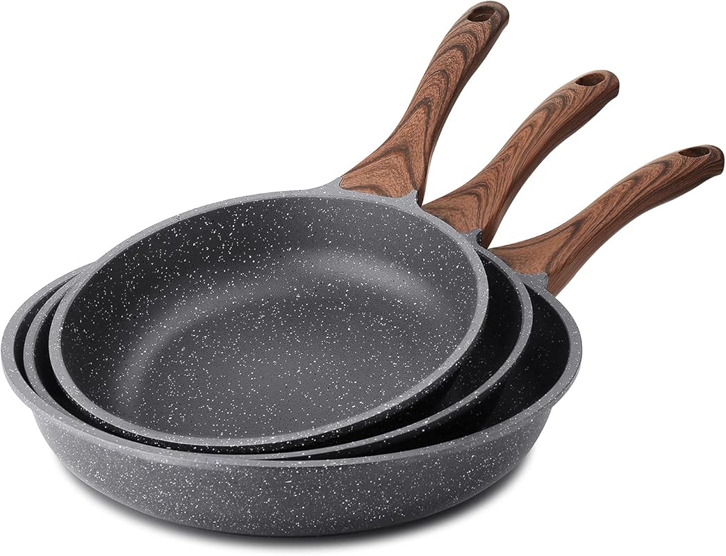 SENSARTE Nonstick Frying Pan Skillets Set with Swiss Granite Coating,