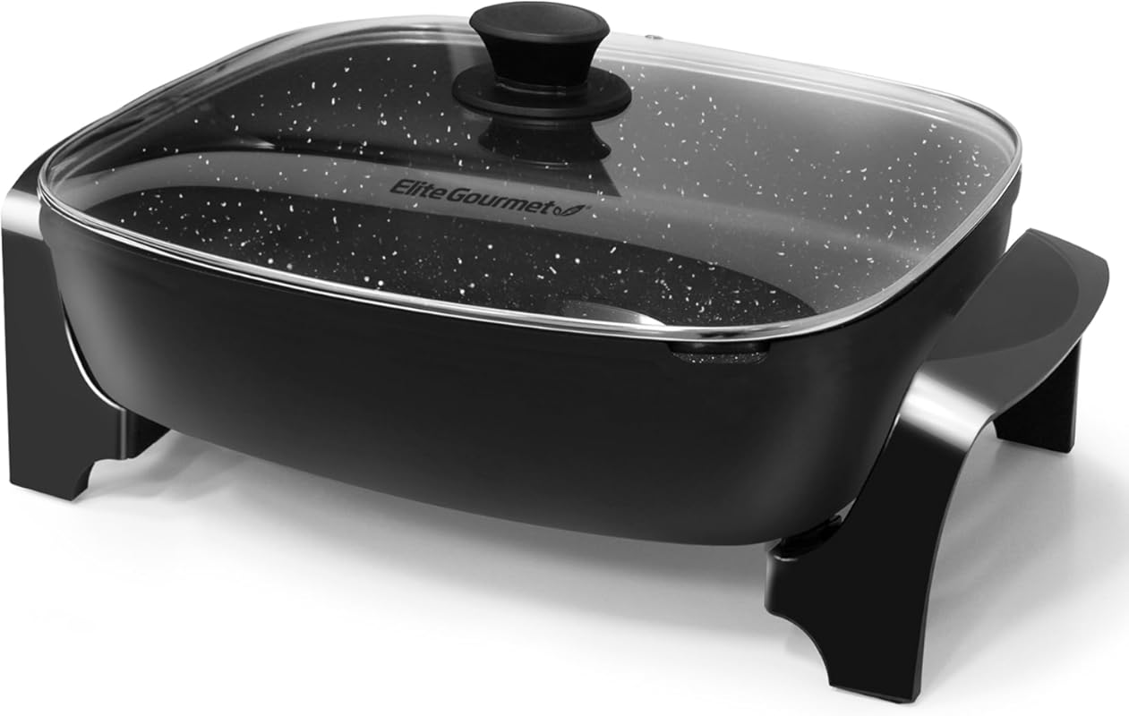 Elite Gourmet 10.5 Qt Extra Deep Electric Skillet with Scratch Resista
