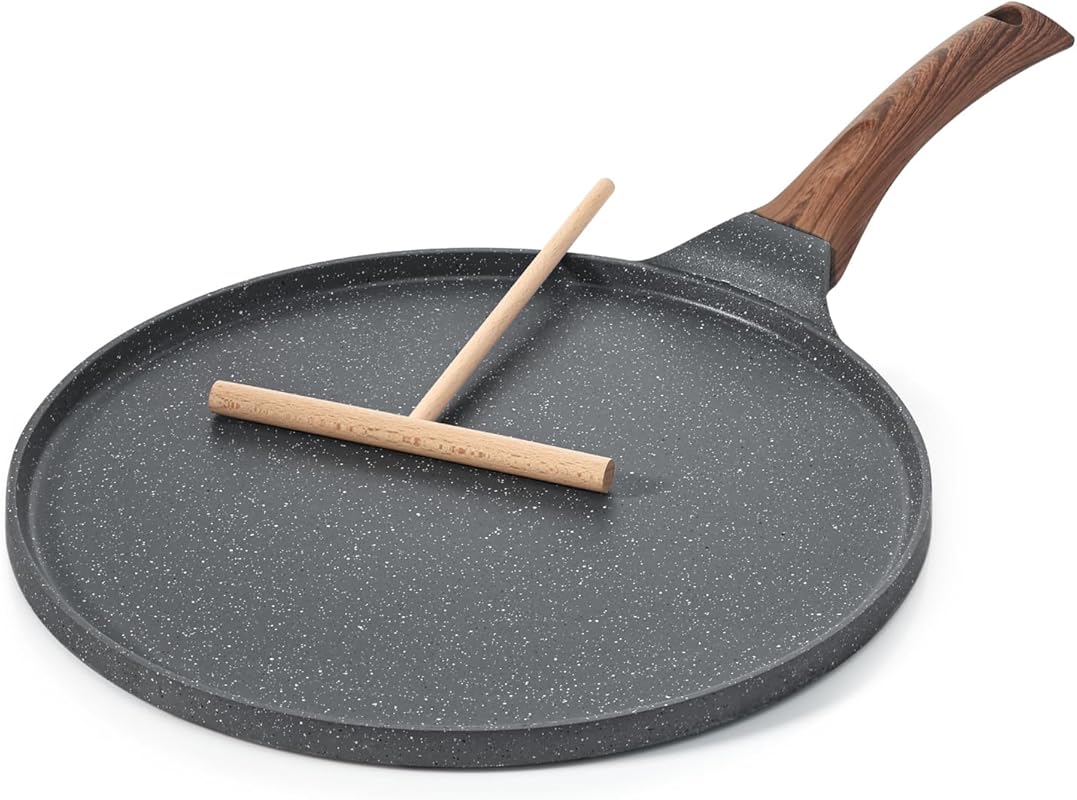 SENSARTE 12” Nonstick Crepe Pan with Swiss Granite Coating, Stay-Cool