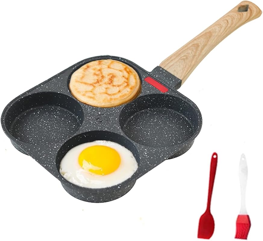 4-Cup Nonstick Granite Egg Pan, Versatile Breakfast Skillet for Eggs,