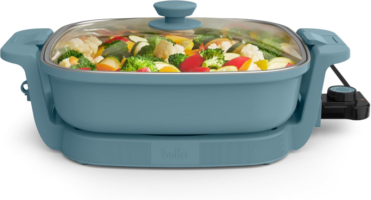 bella Make & Take Electric Skillet with EverGood™ Ceramic Coating, Adj