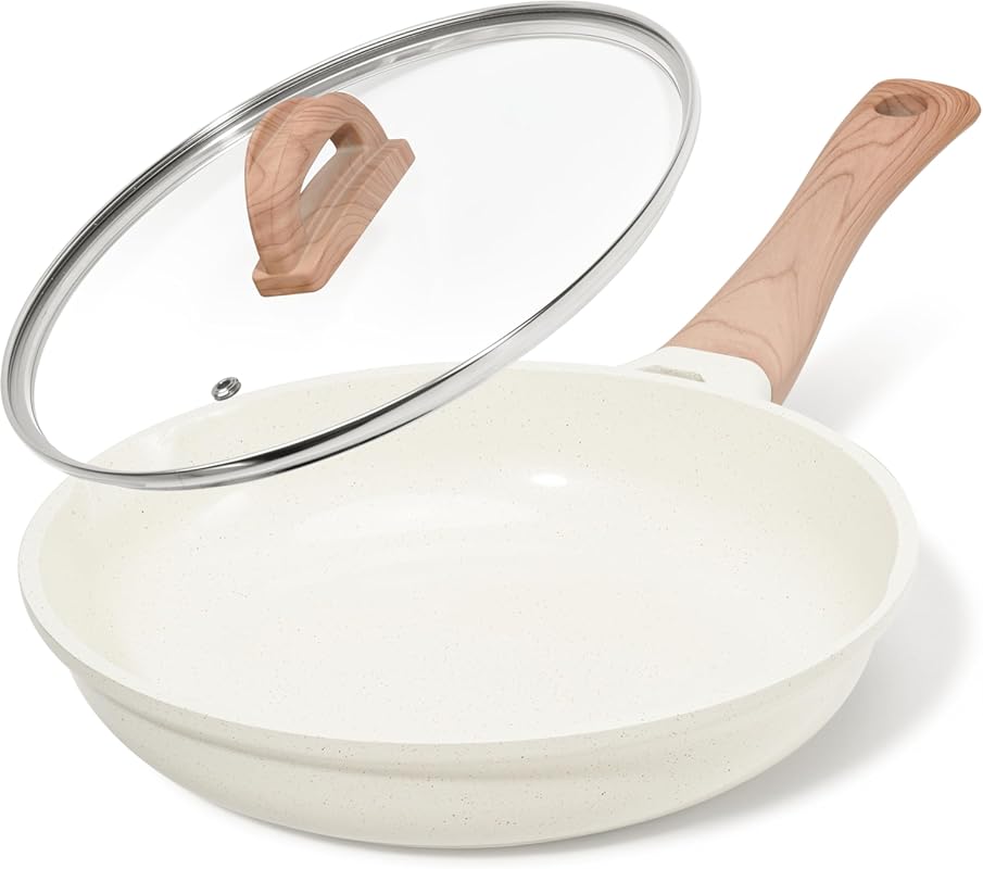 UESLUCK 12 Inch Ceramic Nonstick Frying Pan with Lid, Cool-Touch Handl
