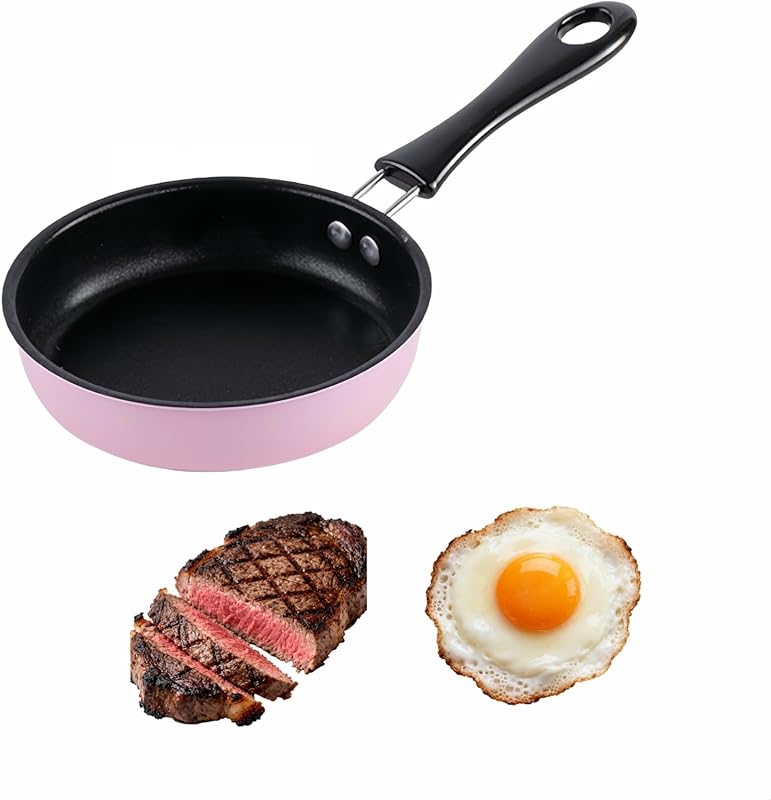 4.7 Inch Pink Mini Non-Stick Egg Pan with 5-Layer Coating, Dishwasher 