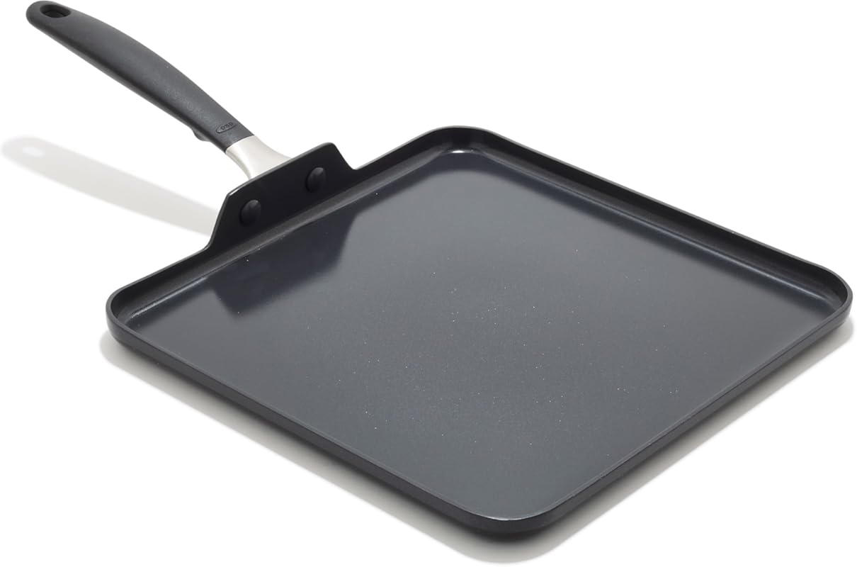 OXO 11” Non-Stick Square Griddle with BPA-Free Silicone Handle, Oven S