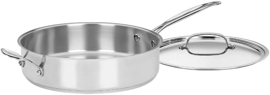 Cuisinart 5.5 Quart Stainless Steel Sauté Pan with Lid, Dishwasher Saf