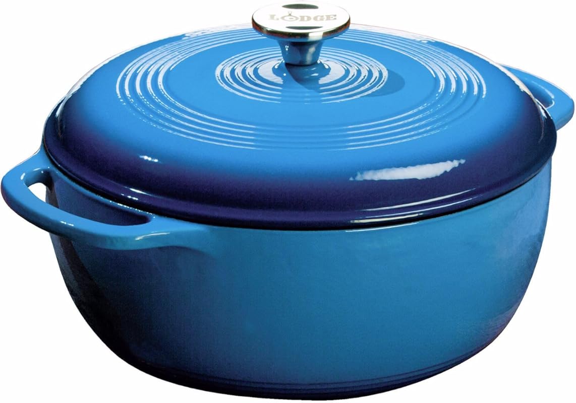 Lodge Essential 6QT Enamel Cast Iron Dutch Oven with Moisture-Sealing 