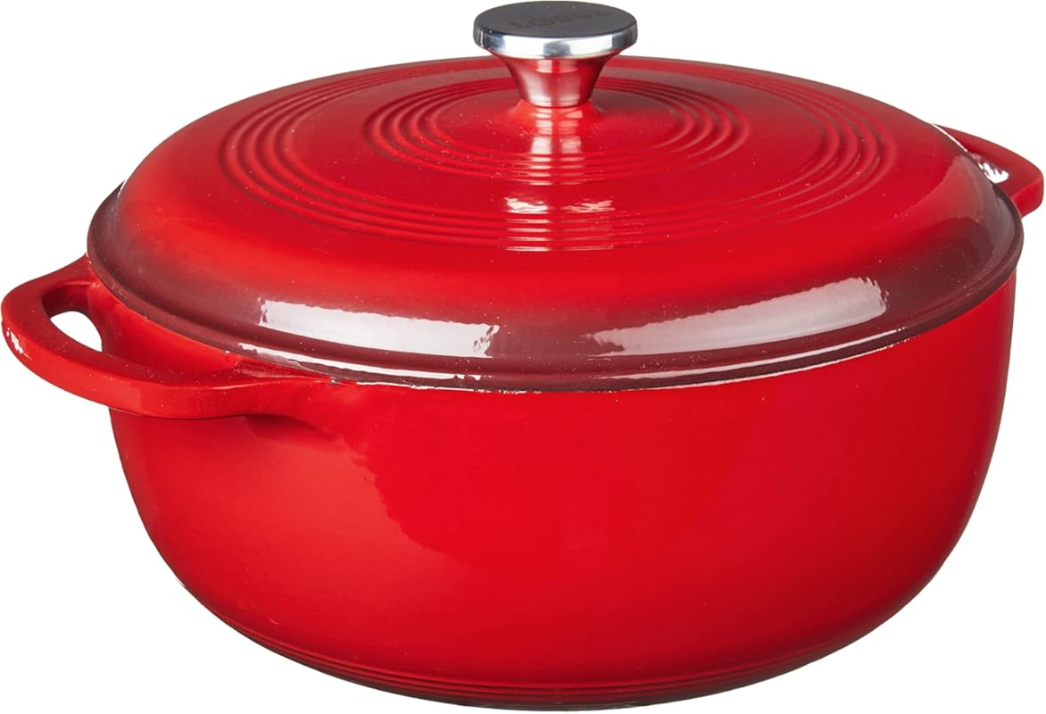 Lodge Essential 7.5QT Enamel Cast Iron Dutch Oven with Lid, Oven-Safe 