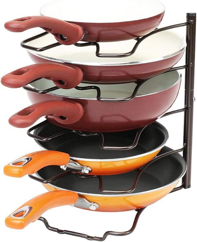 Deco Brothers Bronze Pan Organizer Rack for Kitchen Cabinet and Counte