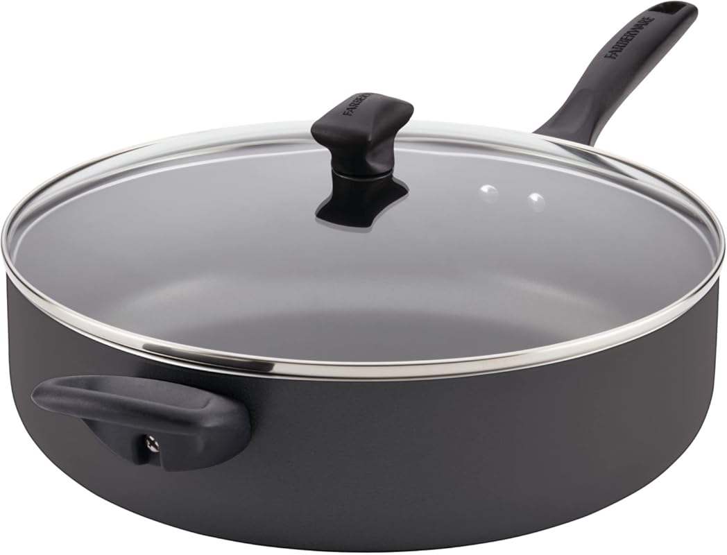 Farberware 6 Quart Jumbo Nonstick Saute Pan with Helper Handle, Dishwa