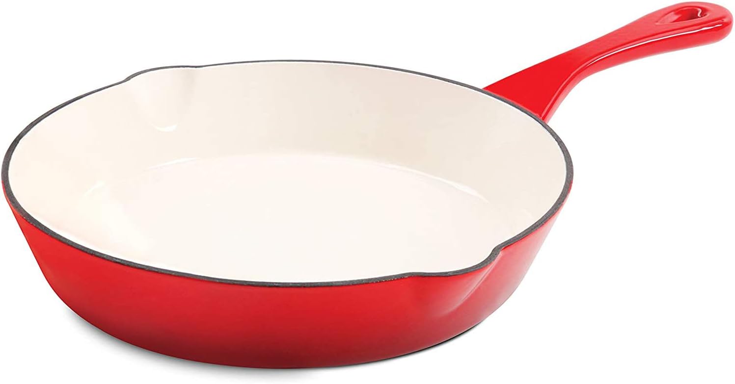 Crock Pot Artisan 8-Inch Scarlet Red Enameled Cast Iron Round Skillet,