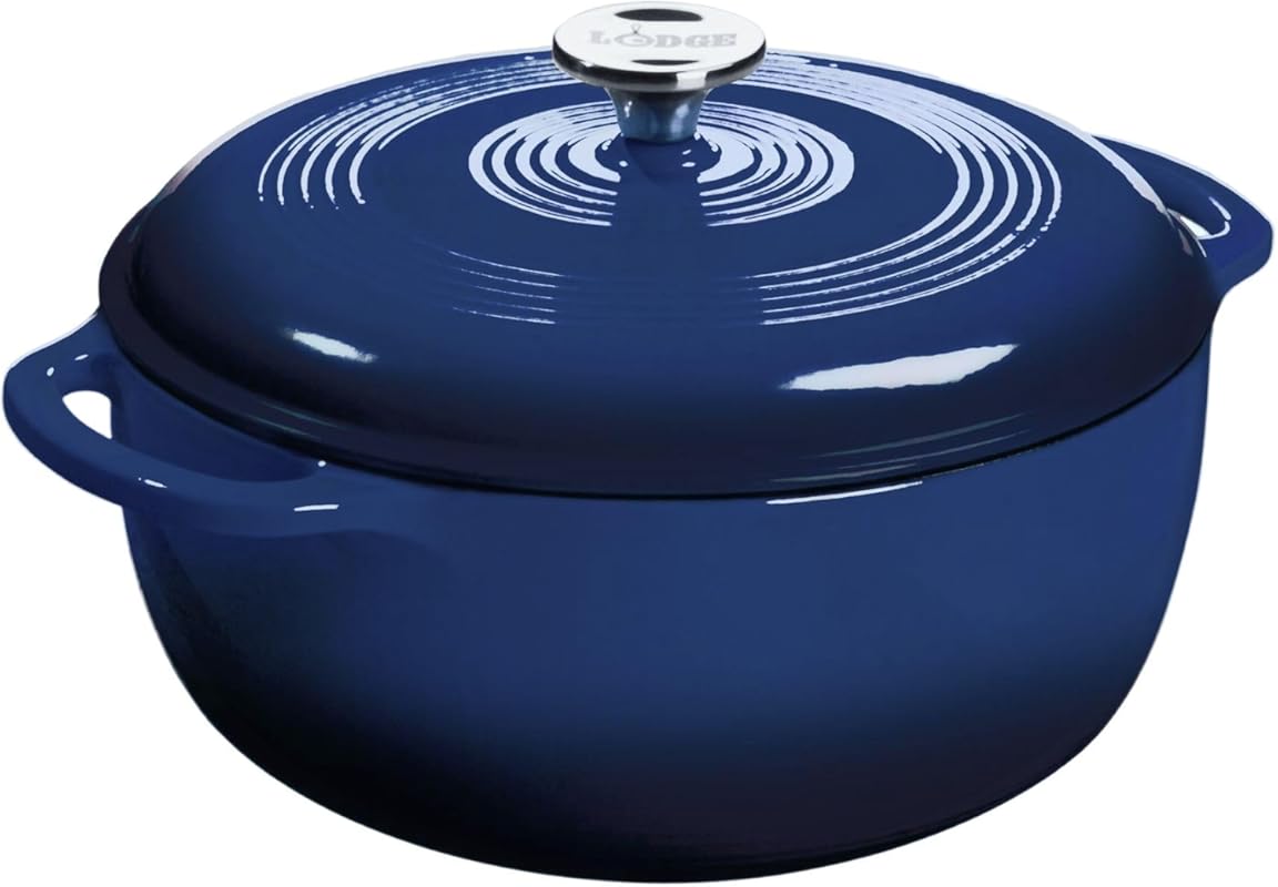 Lodge Essential 6QT Enamel Cast Iron Dutch Oven with Moisture-Sealing 