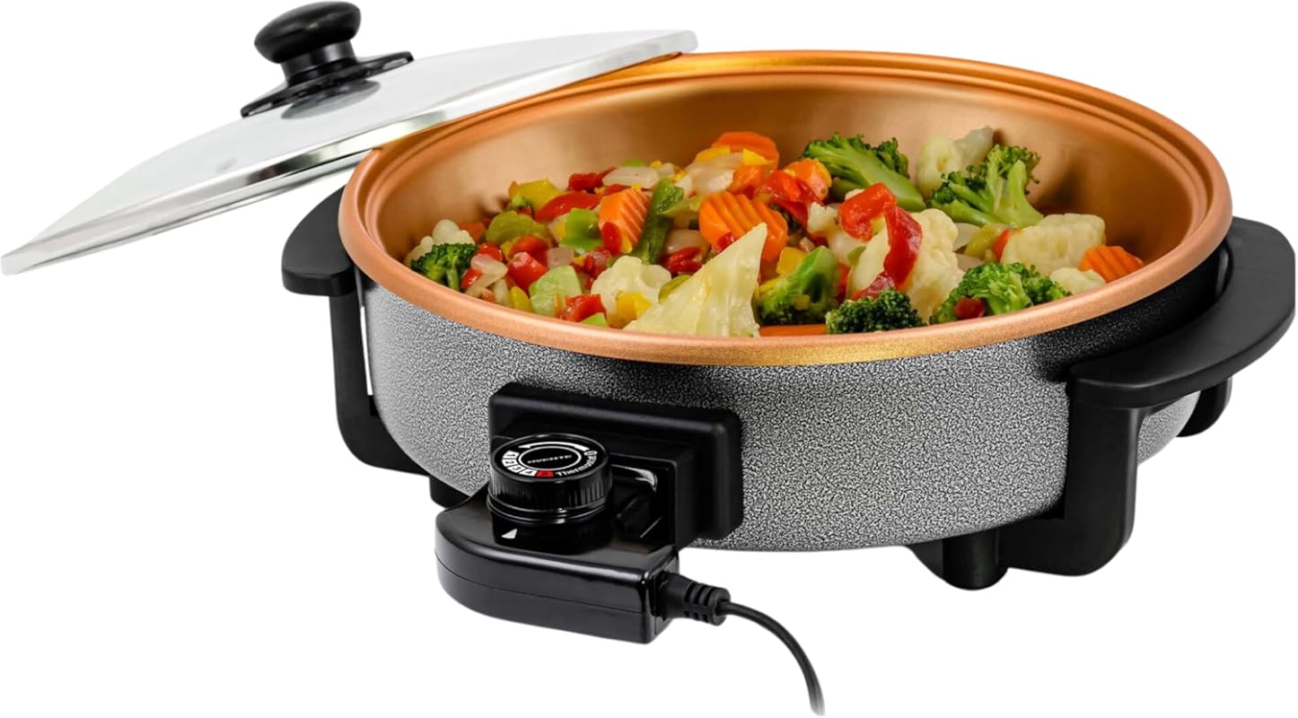 OVENTE 11.5-Inch Electric Skillet with 1400W Power, Nonstick Coating, 