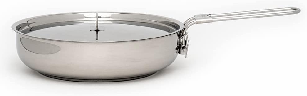 Pathfinder School 8-Inch Stainless Steel Folding Skillet with Lid, Dur