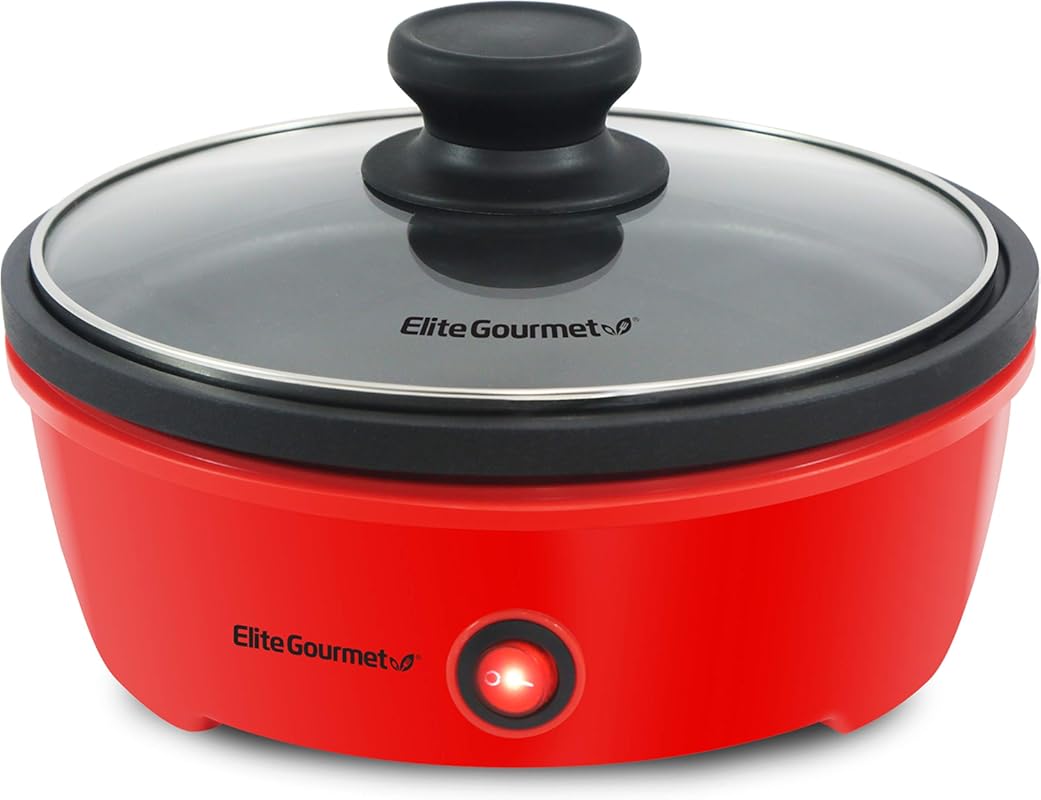 Elite Gourmet EGL-6101 650W Personal Stir Fry Griddle Pan with Tempere