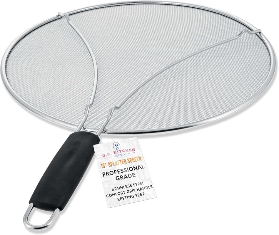 U.S. Kitchen Supply 13-Inch Stainless Steel Splatter Screen with Fine 