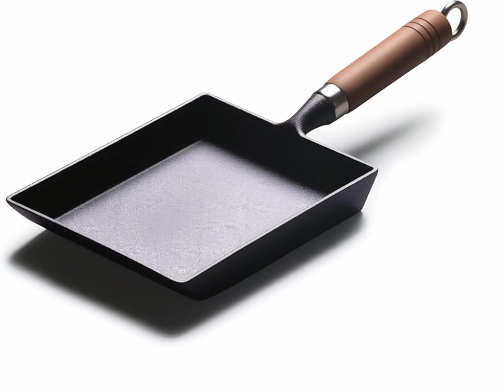 Japanese Cast Iron Tamagoyaki Pan 9x7 Inch – Pre-Seasoned, Non-Rust, D