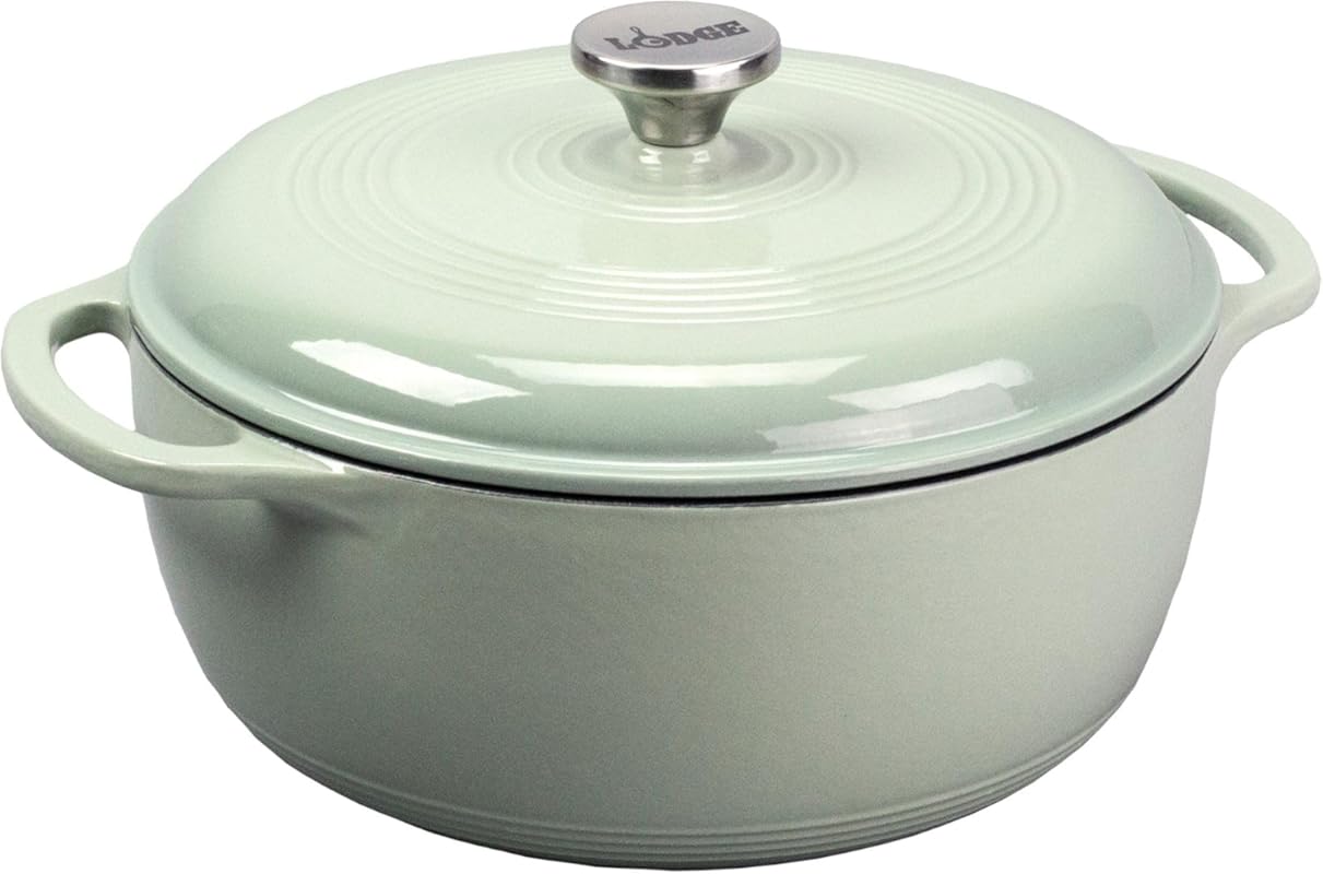 Lodge Essential 6QT Enamel Cast Iron Dutch Oven with Moisture-Sealing 