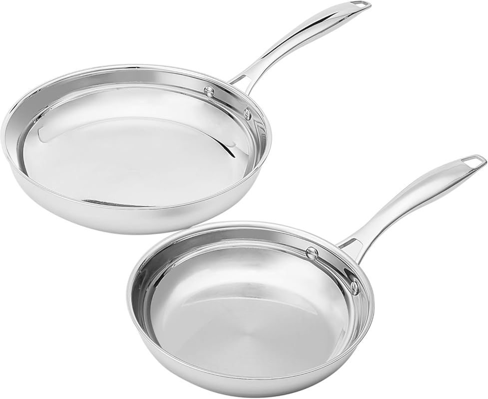 Amazon Basics 2-Piece Stainless Steel Induction Frying Pan Set 8