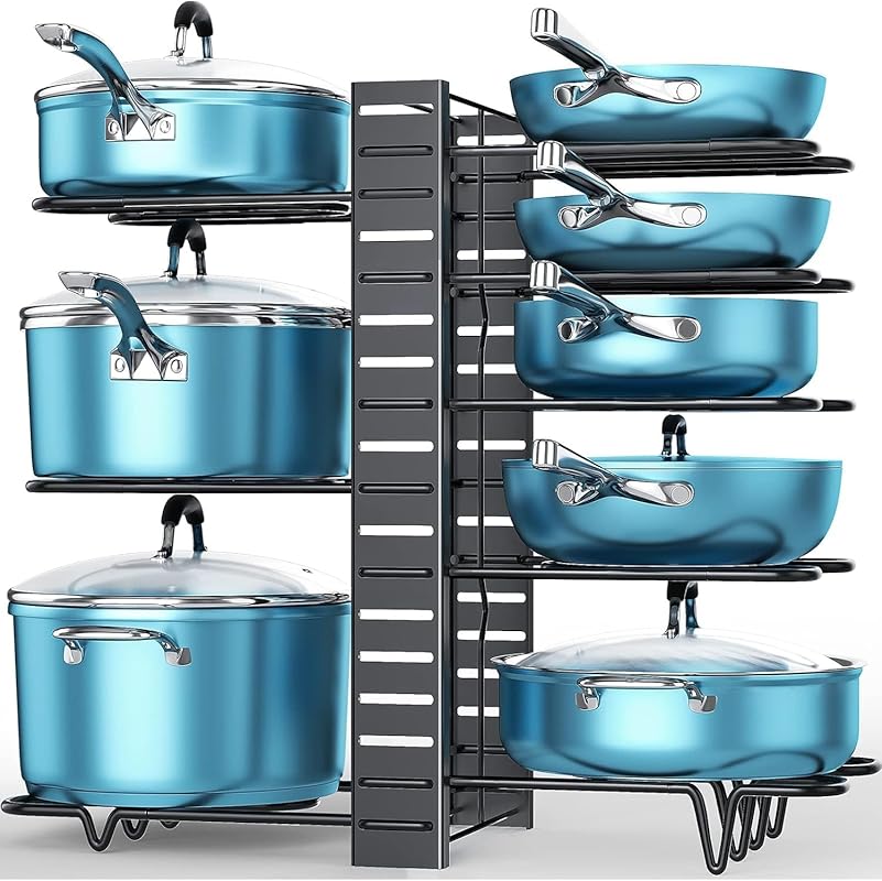 ORDORA 8-Tier Adjustable Pots and Pans Organizer Rack, 16.61