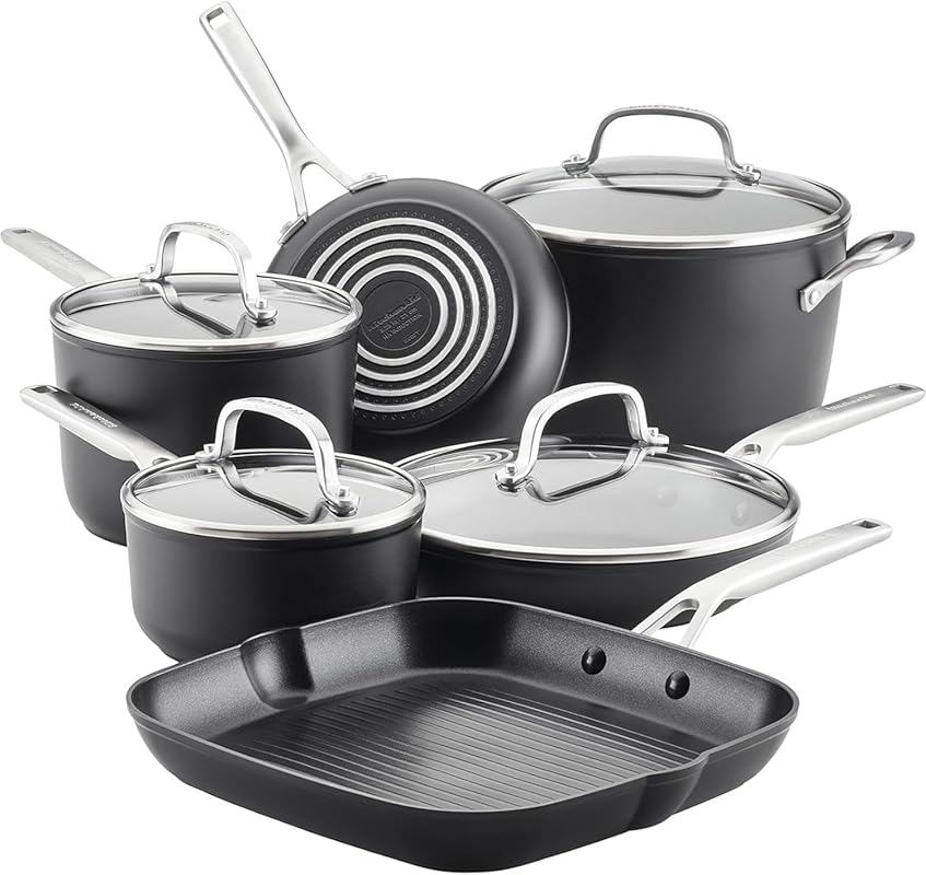 KitchenAid 10-Piece Hard Anodized Nonstick Cookware Set, Induction Com