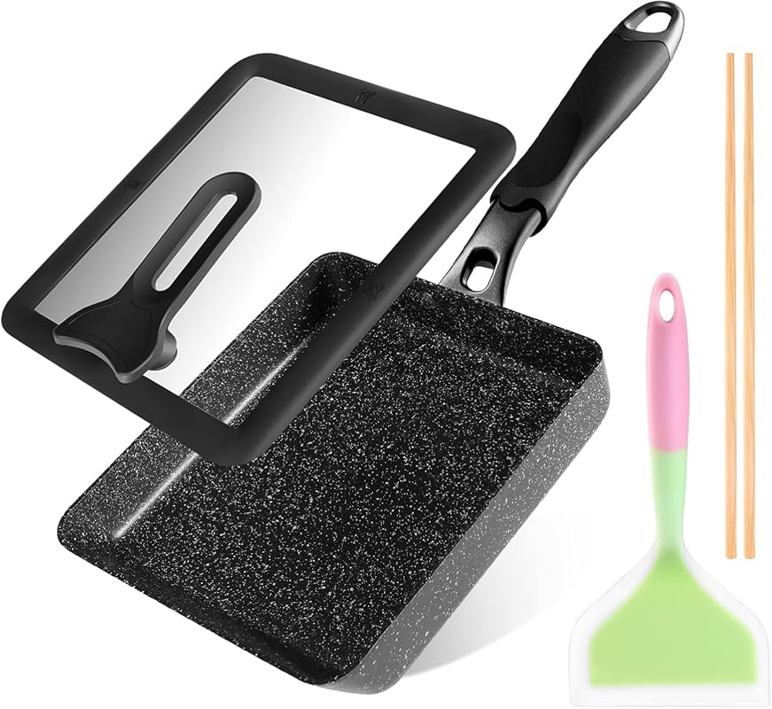 Tamagoyaki Pan with Lid – Nonstick Japanese Rectangular Omelette Pan, 