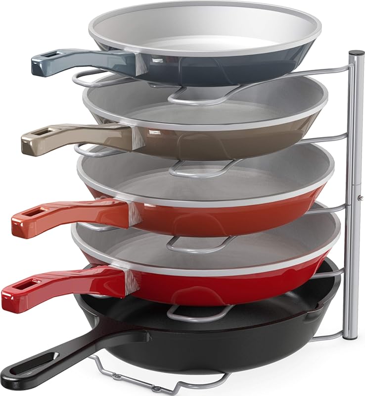 Deco Brothers Silver Pan Organizer Rack for Kitchen Cabinets and Count