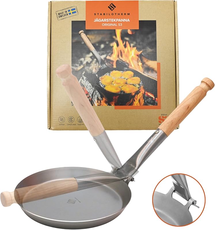 Stabilotherm JÄGARSTEKPANNA Carbon Steel Frying Pan with Foldable Birc