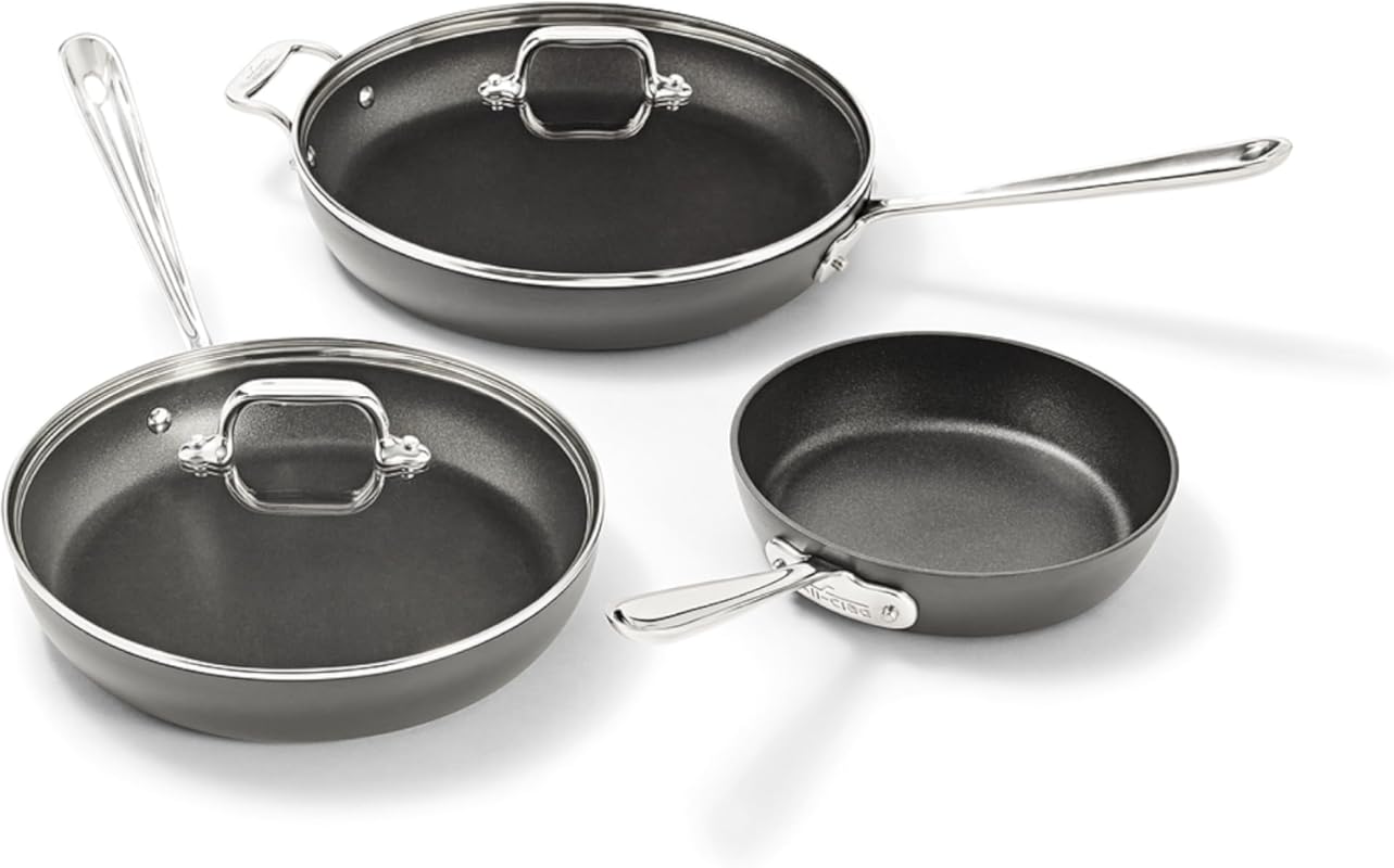 All-Clad HA1 5-Piece Hard Anodized Nonstick Fry Pan Set, Induction Com