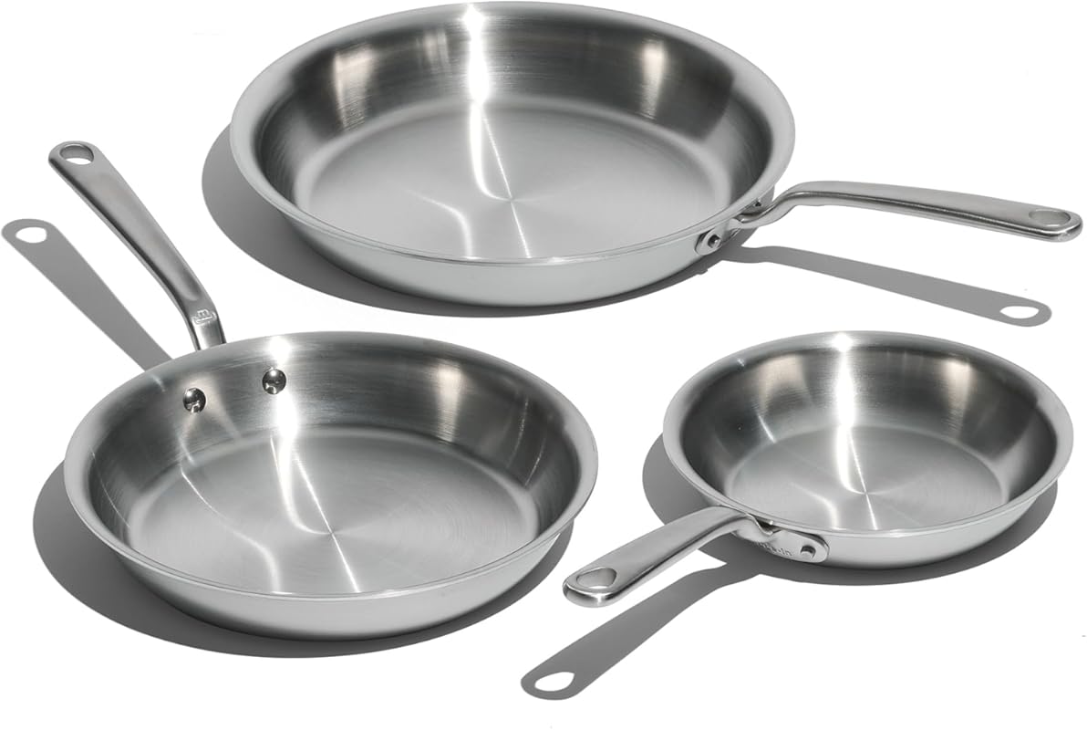 Made In Cookware 3-Piece Stainless Steel Frying Pan Set, 8", 10", 12",