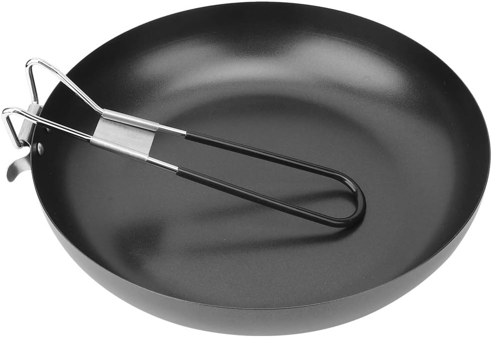 Outdoor Camp Folding Handle Fry Pan, Stainless Steel Portable Nonstick