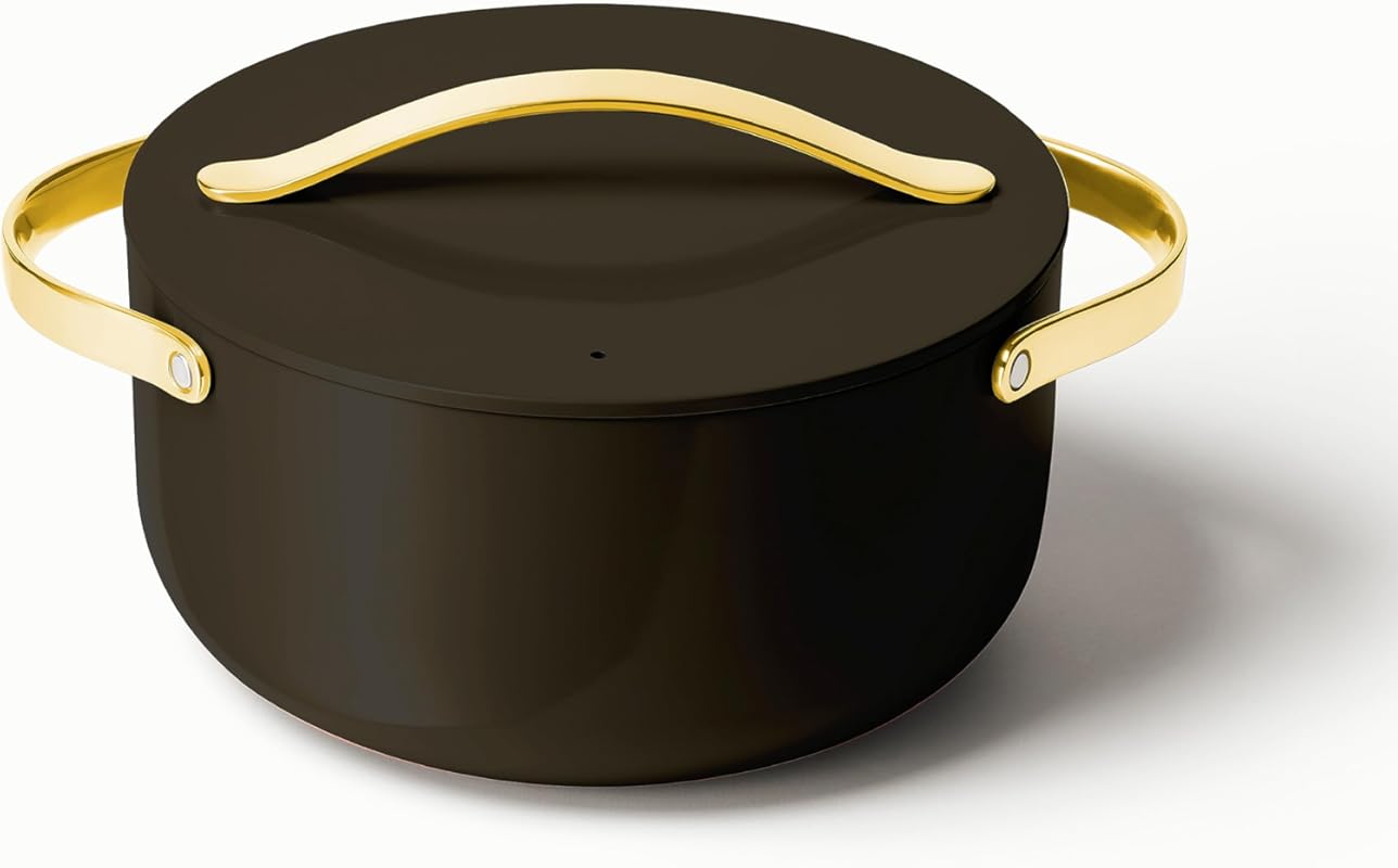Caraway 6.5 Quart Black Nonstick Ceramic Dutch Oven, PTFE & PFOA Free,