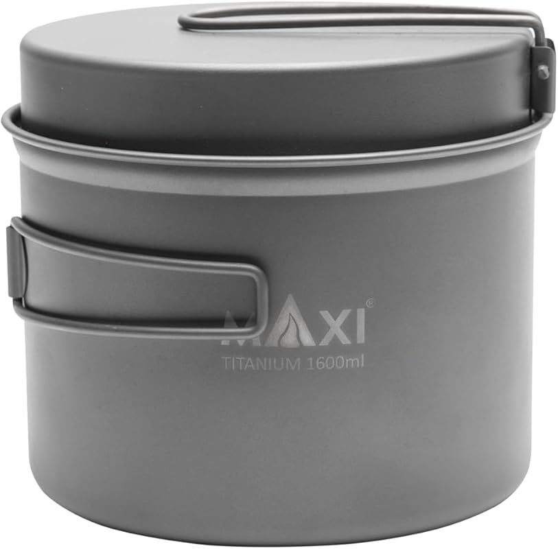Maxi Titanium 1600ml Lightweight Outdoor Cooking Pot with Frying Pan L