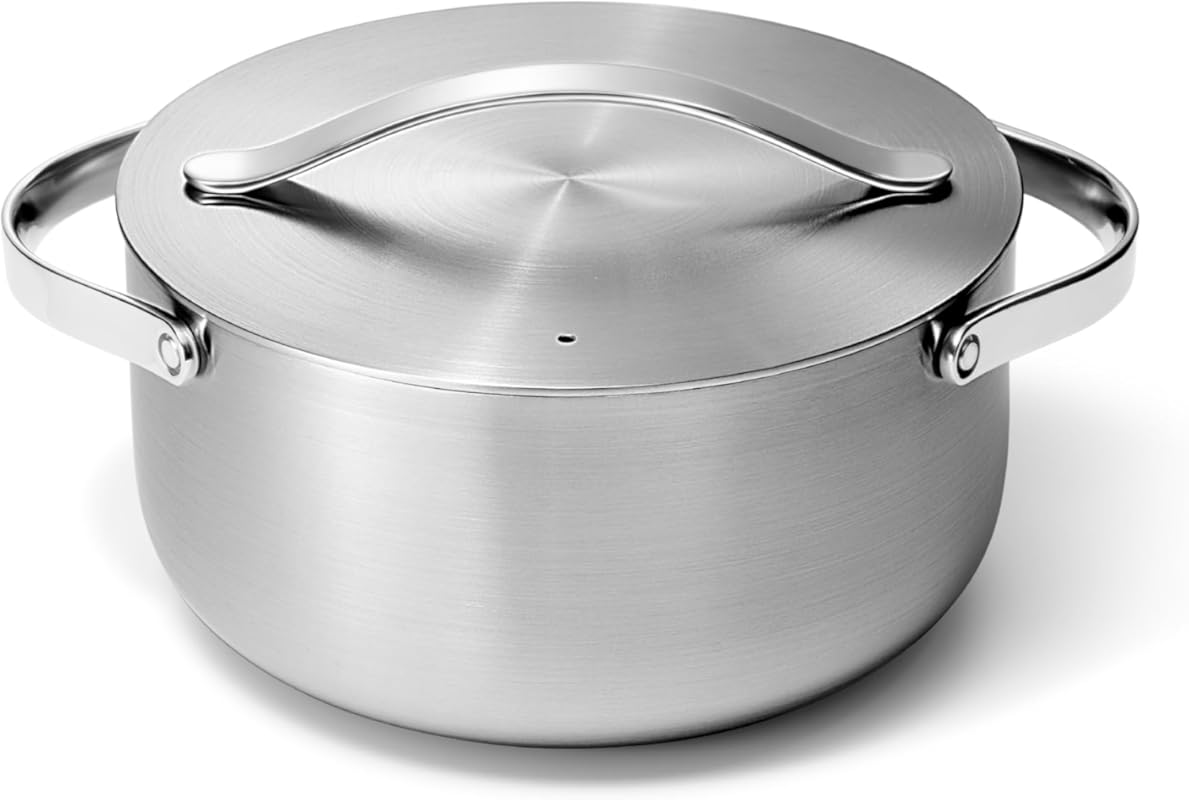 Caraway 6.5 Qt 5-Ply Stainless Steel Dutch Oven, Oven & Stovetop Safe,