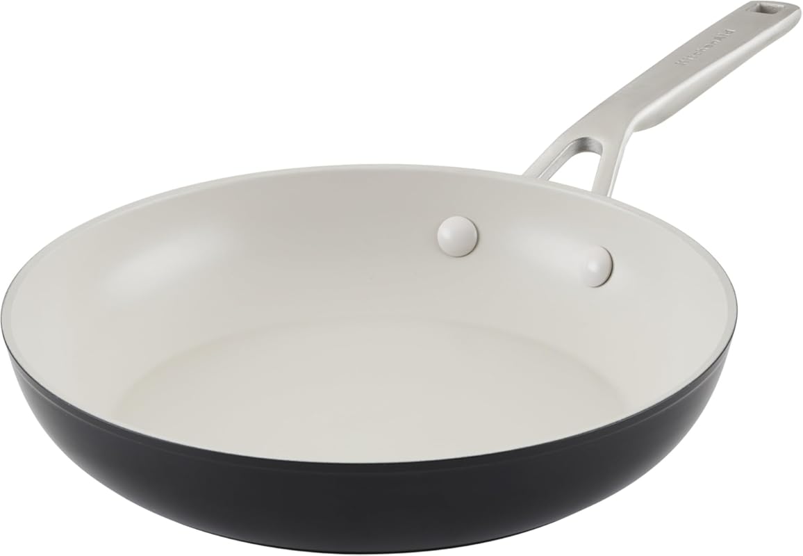 KitchenAid 10 Inch Hard Anodized Ceramic Nonstick Frying Pan, Matte Bl