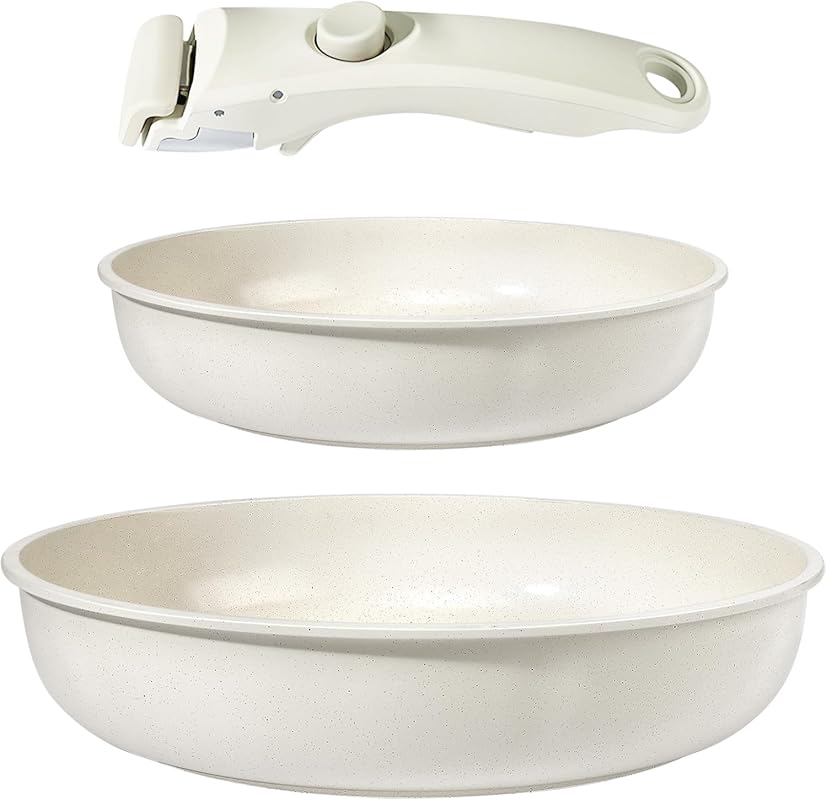 GiPP Nonstick Frying Pan Set with Removable Handles, Granite Coating, 