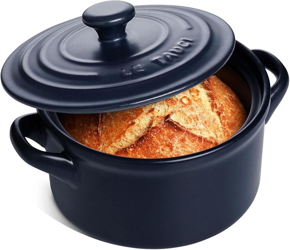LE TAUCI 3 Quart Midnight Blue Ceramic Dutch Oven, Lightweight and Non