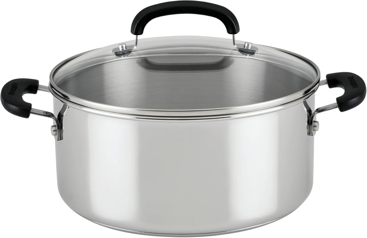 Farberware Brilliance 5-Quart Stainless Steel Dutch Oven with Glass Li