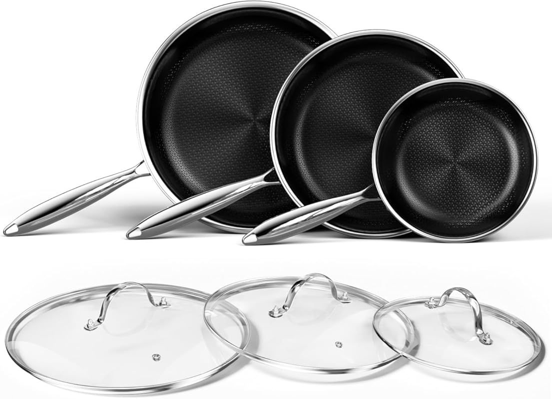 Innerwell 6-Piece Nonstick Titanium Ceramic Honeycomb Stainless Steel 