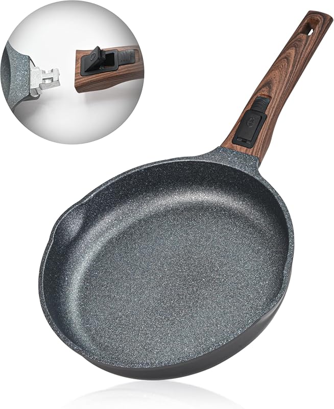 10 Inch Smart Nonstick Frying Pan with Removable Handle, Cast Aluminum